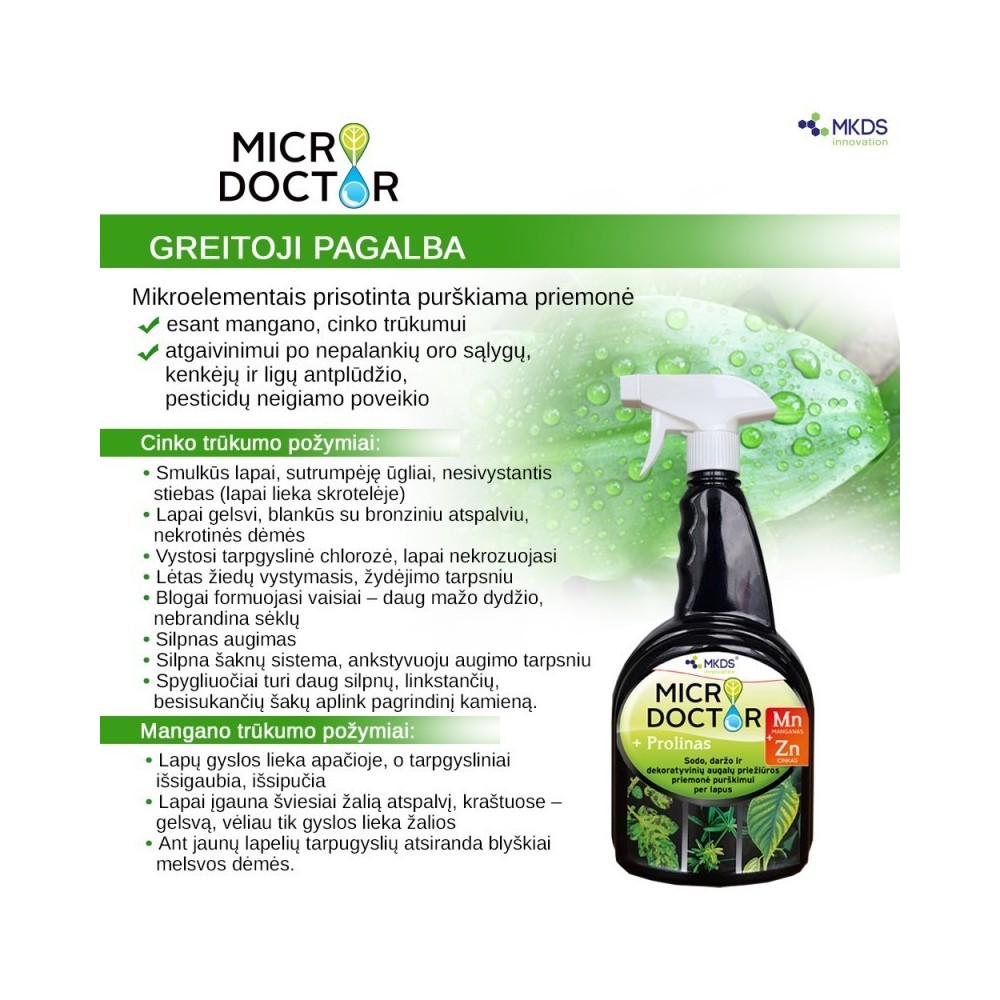 Microdoctor Mn/Zn, purškiama priemonė su manganu ir cinku, 1 L