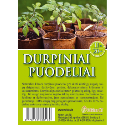 Durpiniai puodeliai 11m, 20vnt apvalūs